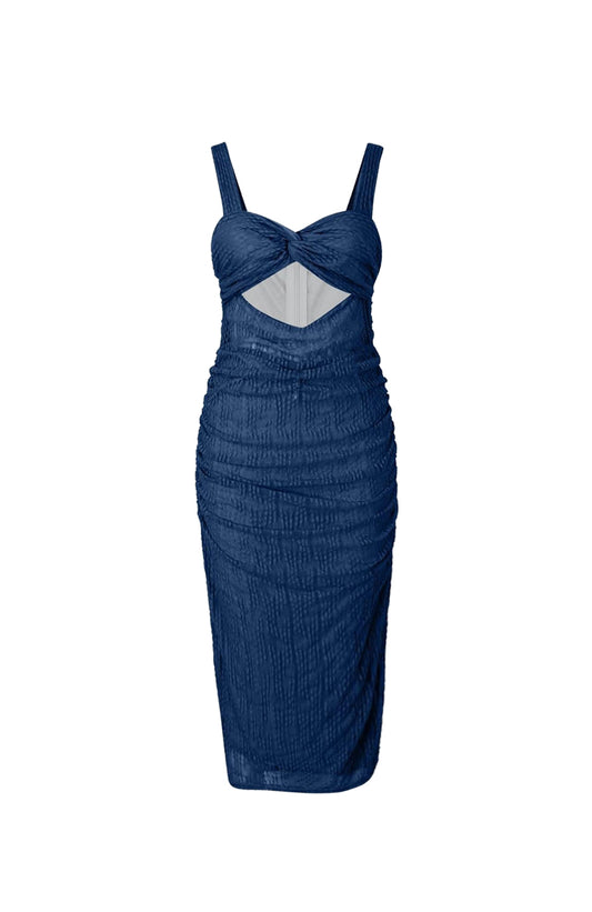 Azure Mirage Midi Dress Navy