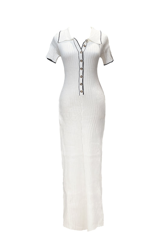 Snowbell Knit Maxi Dress White