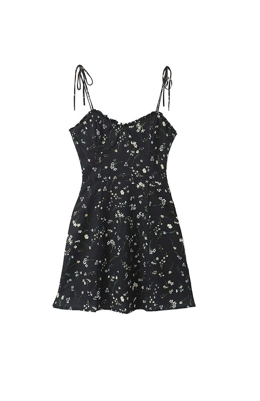 Haylen Floral Mini Dress Black