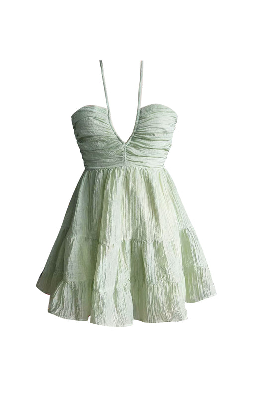 Vera V-Neck Mini Dress Green