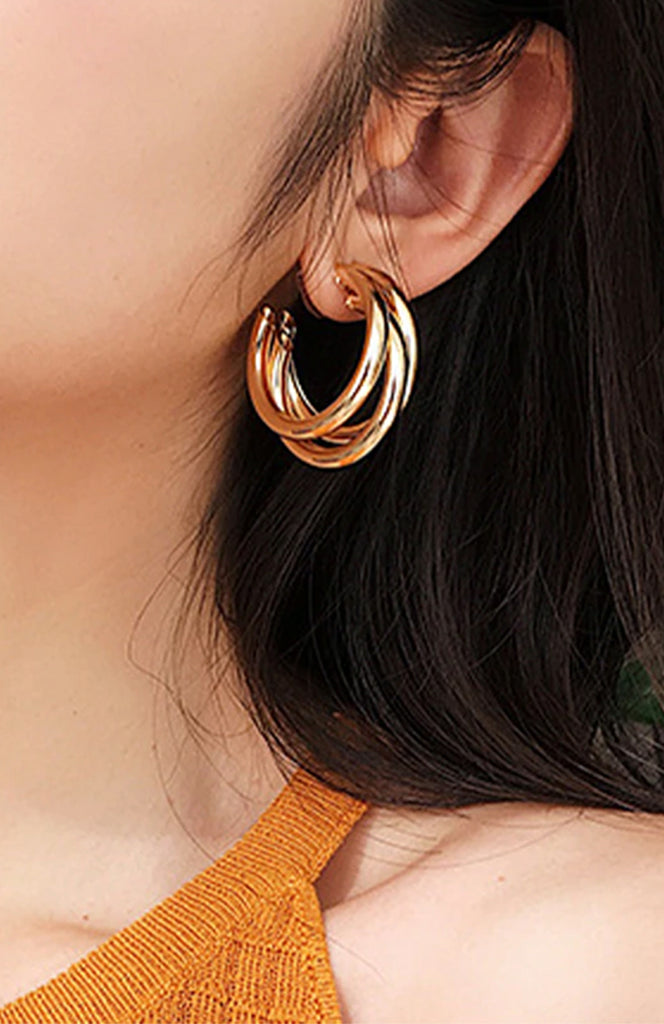 Gold 3 Hoop earrings