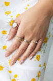 Gold Boho White Stone Crystal Ring Set