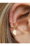 Gold Hoop Leaf Ear Cuff