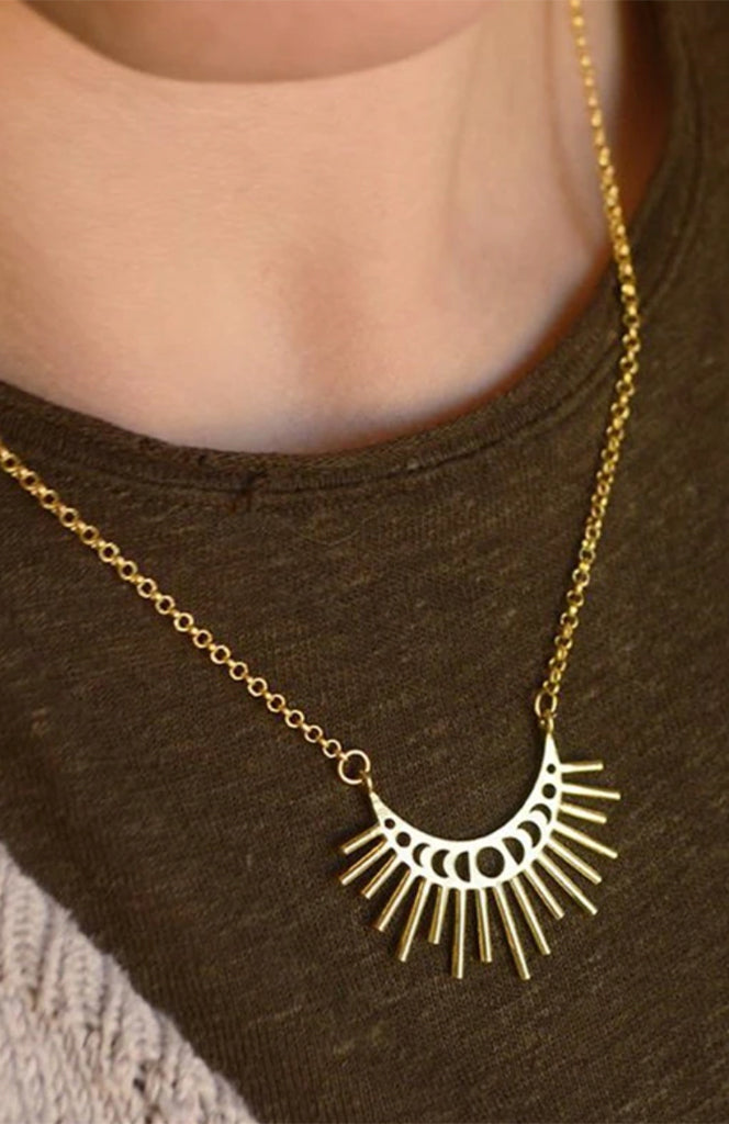 Gold Sun Moon Necklace