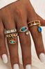 Turquoise and Gold Eye Ring Set