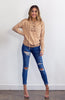 Biege Cream Cinnamon Lace Up Knit Loose Fit Pull Over Jumper 