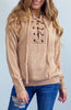Biege Cream Cinnamon Lace Up Knit Loose Fit Pull Over Jumper 